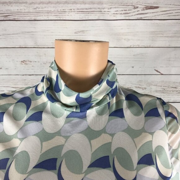 MONTEAU Pastel Illusion Printed Long Sleeve Mesh Top NWT Small - Picture 7 of 7